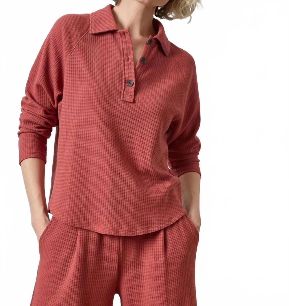 NEW LILLA P raglan polo shirt in henna